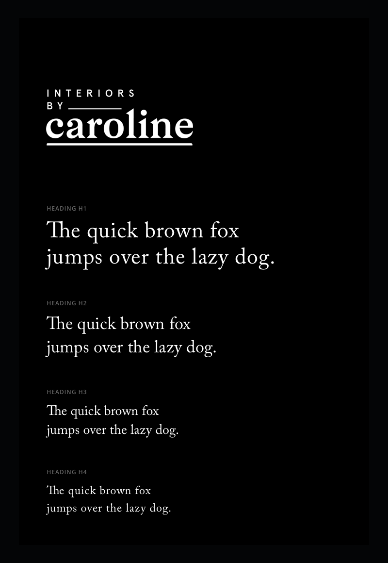 Interiors By Caroline Brand Identity Website Typography Design by Freelance Graphic Designer Colm McCarthy